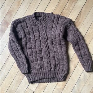 Vintage Cable Knit Mauve-Brown Unisex Child’s Sweater 4-6